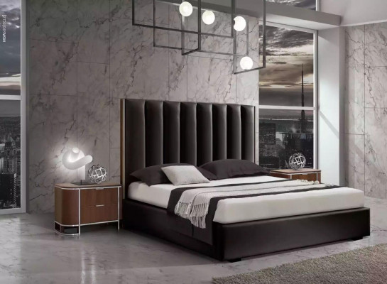 Kompletny nowoczesny zestaw Sypialnia Designerskie Łóżko + 2x Szafki nocne 3-częściowe
