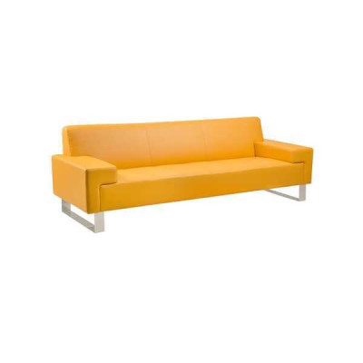 Pomarańczowa 3-miejsce do siedzenia Podkładka Sofa Skóra Sofa Trzyosobowa Sofa do Salonu
