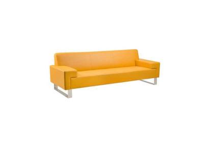 Pomarańczowa 3-miejsce do siedzenia Podkładka Sofa Skóra Sofa Trzyosobowa Sofa do Salonu