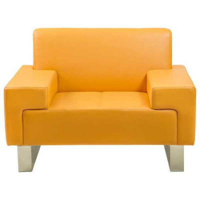 Żółta Fotel Designerska Sofa Jednoosobowa Skórzana Fotel Lounge 1-miejsce siedzące