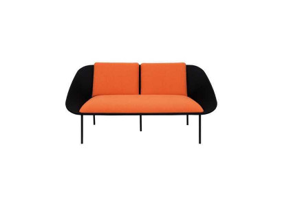 Czarny -Orange 2-miejsce do siedzenia Study Podkładka Modern Couch Włókienniczy Sofy