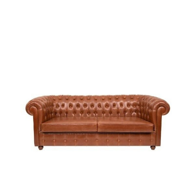 Luksusowa trzyosobowa kanapa Chesterfield w kolorze brązowym 3-miejsce siedzące Nowoczesna sofa