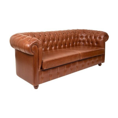 Luksusowa trzyosobowa kanapa Chesterfield w kolorze brązowym 3-miejsce siedzące Nowoczesna sofa
