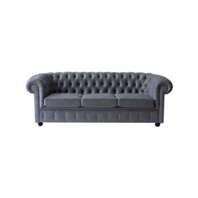 Chesterfield Szara, trzyosobowa, luksusowa kanapa, designerska sofa do salonu