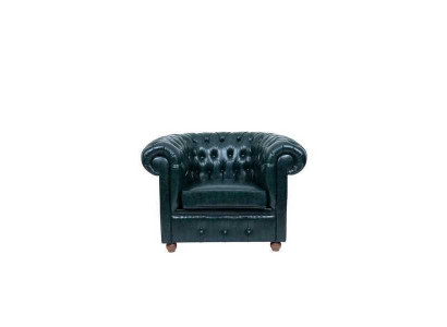 Chesterfield Ciemnozielony Fotel Lounge Telewizor do salonu Jednomiejscowy