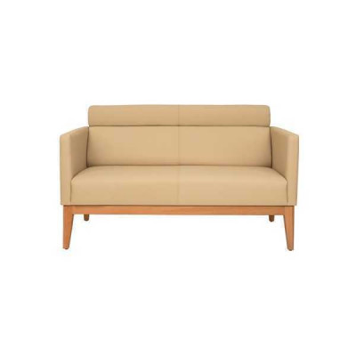 Beżowa designerska sofa biurowa 2-miejsce do siedzenia tapicerowana sztuczna skóra luksusowe kanapy