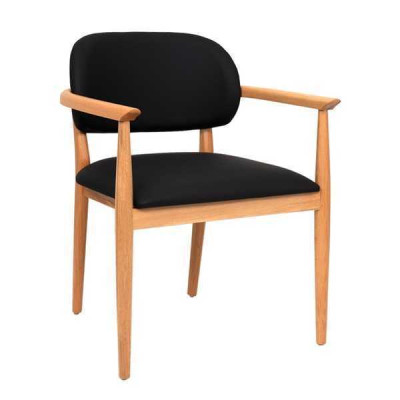 Czarny fotel, designerskie krzesło do jadalni, luksusowe, pojedyncze, drewniane meble