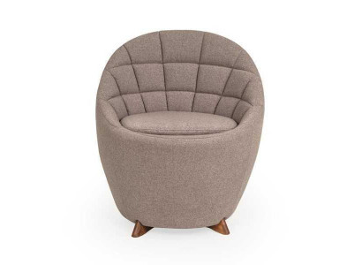 Fotel tapicerowany w kolorze brązowym Fotel do salonu jednoosobowy designerski 1-miejsce siedzące z ramą drewnianą