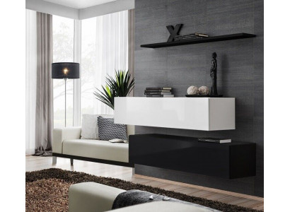 Living Pokój Czarny Jednostka ścienna Designer Szafki Zestaw półka ścienna Nowoczesne Nowe Meble