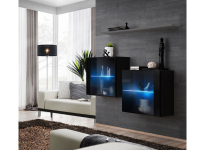 Jednostka ścienna Drewno Meble Meble Luksusowe Designer Kompletny zestaw 3szt. Ściana Półka