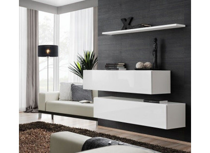 Ustawić Biały Zestaw 3-częściowej kompletnej szafki wiszącej Jednostka ścienna Ściana Półka Modern Design
