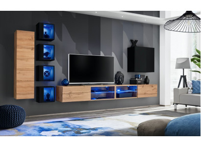 Kompletny Designerski Nowoczesny Jednostka Ścienna Ściana Półki Stojak TV Drewniane Meble Szafka Wisząca