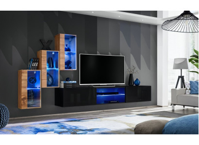 Całkowicie designerski nowoczesny Jednostka ścienna Ściana z półkami na stojak TV 3x szafka wisząca