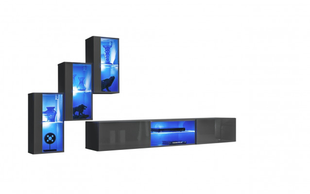 Ustawić Zestaw 4szt Jednostka ścienna luksusowy designerski kredens stojak TV drewniane meble