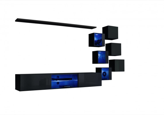 Czarny Kompletny Zestaw Jednostka Ścienna Luksusowe Meble Drewniane Designerska Nowoczesna Szafka Ścienna