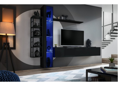 Jednostka ścienna Czarny Designerski stojak TV Meble do salonu Meble Kompletny kredens
