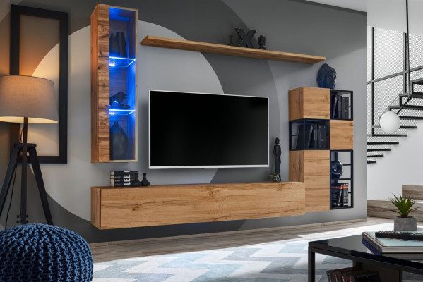 Meble Drewniane Brązowy Design Jednostka ścienna Szafka RTV Meble Meble do Salonu Ustaw