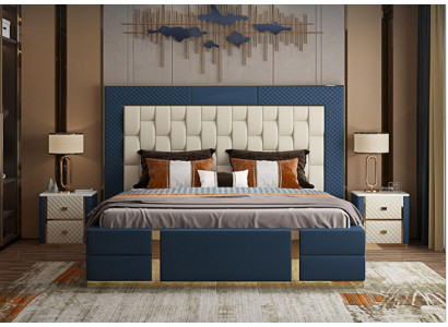 Łóżko designerskie z materacem sprężynowym Nowoczesne łóżko Łóżko Podwójne łóżko Hotel Luxury 180x200 Nowość