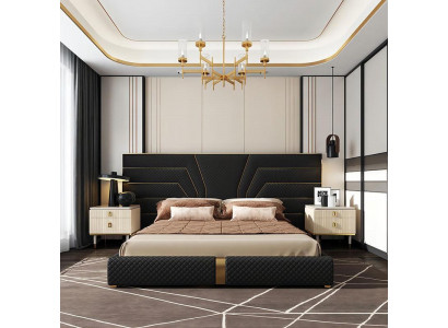 Designerskie łóżko łóżka tapicerowane Metal Gold 180x200 podwójne łóżko Podwójne łóżko