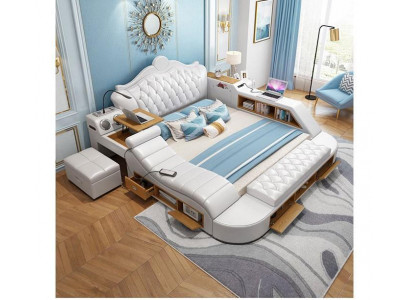 Wielofunkcyjne łóżko Chesterfield podwójne luksusowe łóżko 180x200 USB