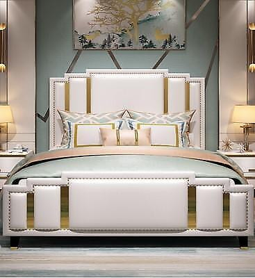 Skóra łóżko Podkładka Design Luxury Double Hotel Sleep Pokój łóżko