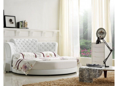 Okrągłe łóżko Okrągły Design łóżko Skóra Double Luxury Hotel Frame Sleeping Pokój