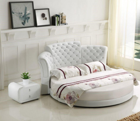 Okrągłe łóżko Okrągły Design łóżko Skóra Double Luxury Hotel Frame Sleeping Pokój