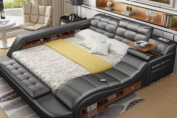Łóżko wielofunkcyjne Chesterfield podwójne, luksusowe łóżko 180x200 Nowość