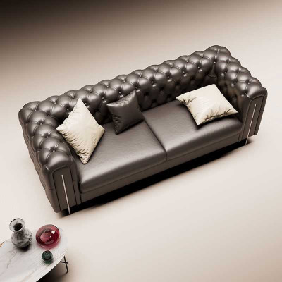 Komplet 2-częściowy zestaw sofowy do salonu trzyosobowa sofa nowoczesna Fotel Skóra