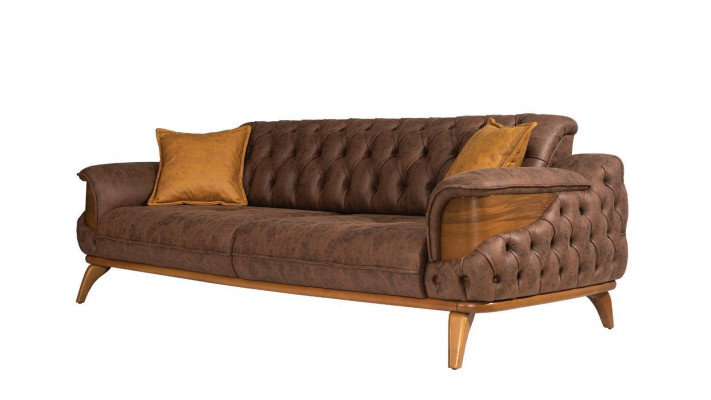 Sofa trzyosobowa luksusowe miejsce do siedzenia w salonie Chesterfield Skóra w kolorze brązowym