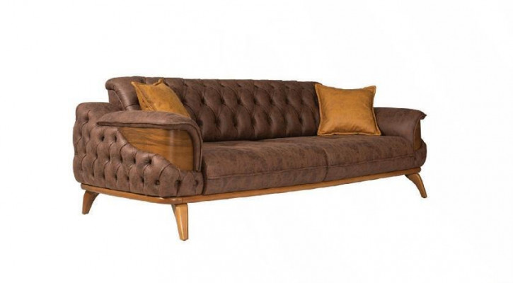 Sofa trzyosobowa luksusowe miejsce do siedzenia w salonie Chesterfield Skóra w kolorze brązowym