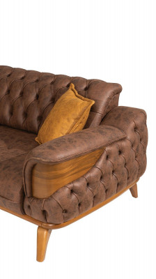 Sofa trzyosobowa luksusowe miejsce do siedzenia w salonie Chesterfield Skóra w kolorze brązowym