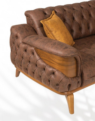 Sofa trzyosobowa luksusowe miejsce do siedzenia w salonie Chesterfield Skóra w kolorze brązowym