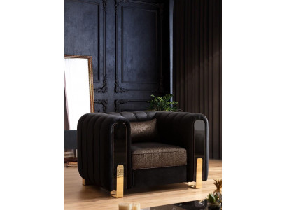 Czarne Fotel Ears Fotel Luksusowy design Salon Jednomiejscowy Nowoczesny