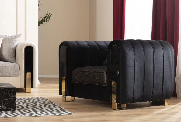 Czarne Fotel Ears Fotel Luksusowy design Salon Jednomiejscowy Nowoczesny
