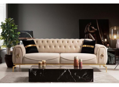 Nowoczesna sofa Chesterfield trzyosobowa sofa meblowa ze stali nierdzewnej