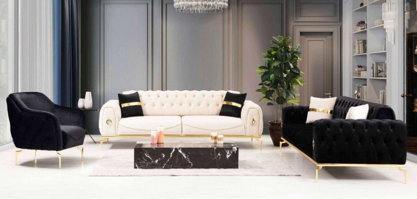 Stylowy komplet wypoczynkowy Chesterfield Stal nierdzewna Meble Sofas Fotel Zestaw wypoczynkowy