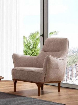 Nowoczesny Fotel CocktailFotel EarsFotel Designerskie Meble Beżowe Meble Drewniane