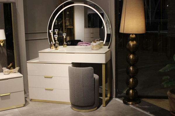 Design Toaletka z Lustro Luxury Sypialnia Meble 2-częściowe. Nowy