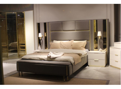Luksusowy Zestaw Sypialnia Łóżko + 2x Szafki nocne + Ławka Design Meble 4 szt. Nowy