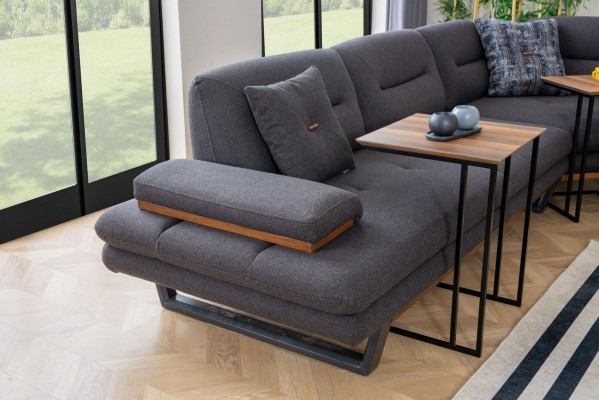 Styl Narożnikowa kanapa Szary luksus w salonie designerskiego zestawu narożnych kanap