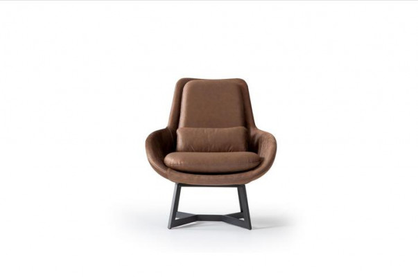 Designer Fotel 1 miejsce siedzące sztuczna skóra Couch Podkładka Fotel Design Brown