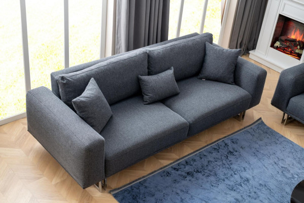 Designerski Zestaw do Salonu Zestaw sofowy 4 + 3 + 1 Siedziba Luxury Grey Żywy krajobraz