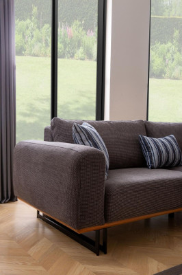 Projektant Narożnikowa kanapa L Shape Podkładka Włókienniczy Modern Brown Luxury Żywy krajobraz