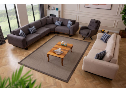 Designerski zestaw do salonu Żywy krajobraz Narożnikowa kanapa L-Shape 3 Sofa Fotel 3-częściowa