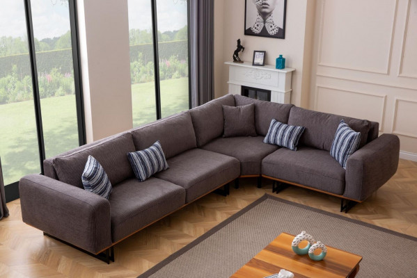 Designerski zestaw do salonu Żywy krajobraz Narożnikowa kanapa L-Shape 3 Sofa Fotel 3-częściowa