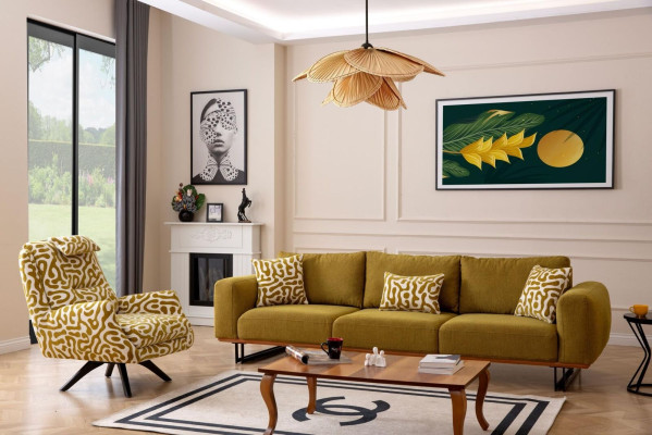 Luksusowy Zestaw sofowy 4 + 1 miejsce do siedzenia Zestaw Designerska Sofa Włókiennicza Podkładka Kanapy