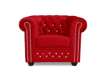 Fotel Design Podkładka Modern Włókienniczy Materiał Czerwony Telewizja 1 miejsce siedzące Chesterfield Nowość