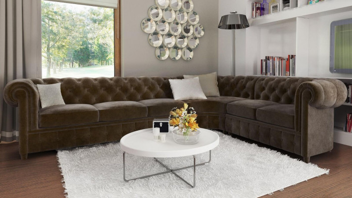 Chesterfield Couch Żywy krajobraz Narożnikowa kanapa Ustawić Narożnikowa kanapa Zestaw narożny