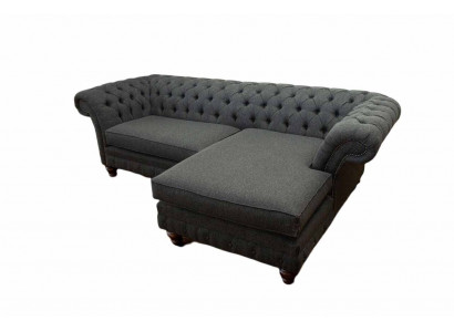 Chesterfield Narożnikowa kanapa Materiał Design Kanapa Siedziba Sofa Włókienniczy Narożnik Nowość